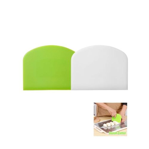 Raclette à pâte et raclette de banc pour la pâtisserie, 2 pièces en plastique PE flexible sans BPA, raclette de bol en plastique alimentaire, découpe-pâte pour pain, gâteau, pâte à sucre, glaçage (blanc, vert)