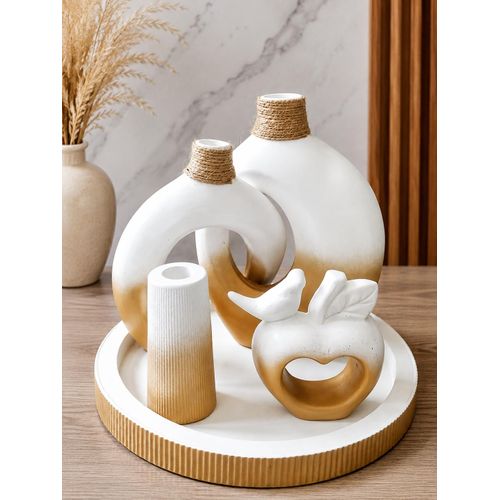 Vase décoratif blanc doré