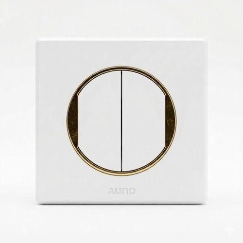 Interrupteur Double Mural Luxe AUNO Blanc & Or – Commutateur Électrique Design Moderne Premium Pour Salon, Chambre & Bureau Haute Qualité
