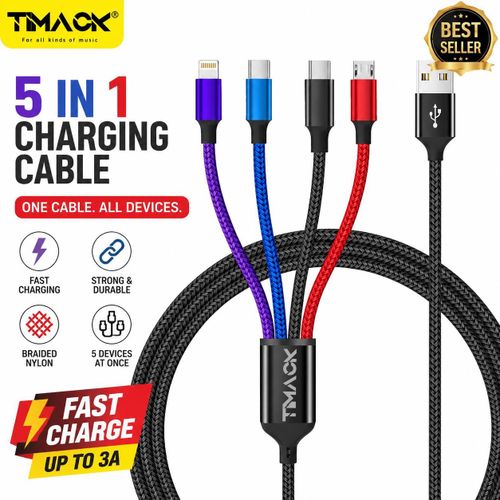 Câble Multi Chargeur 4 en 1 Câble Universel 1.2M Câble Multi USB de Chargement avec Lightning Câble