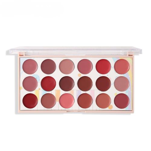 18 Colors Lipstick Palette, Matte & Creamy Hydrating Lip Cream, Waterproof Long Lasting Non-Stick Cup Lip Makeup for Makeup Artists
