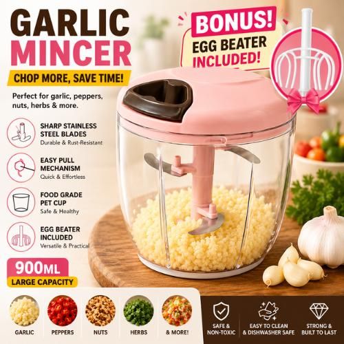 Broyeur d'ail manuel grand format amélioré, râpe à aliments multifonctionnelle, accessoire de cuisine facilitant la préparation des repas (idéal pour la maison et le camping), sans électricité, réutilisable.
