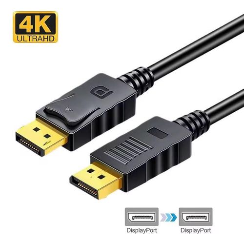 Câble DisplayPort (DP) vers DisplayPort (DP), Résolution 4K, 1,8m, Noir