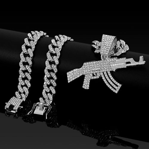 Chaîne bling bling hip hop-Argent