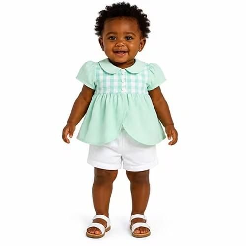 Ensemble fillette 2 pièces – Culotte, haut (2 à 5 ans) - Vert