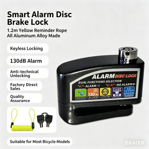 Verrouillage de disque de frein intelligent pour motocyclette/bicyle - Verrou de sécurité anti-vol 130 dB avec câble d'alerte de 1,2 m, étanche, corps en alliage, universel pour scooter, vélo et moto.