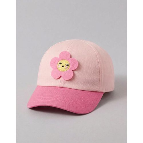Casquette Bicolore Enfant – Rose Pastel & Visière Fuchsia avec Patch Fleur Souriante - 3-6 Mois