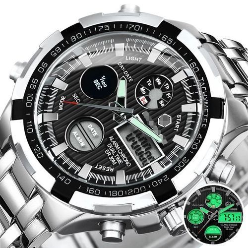 Montre De Luxe ARGENTEE Fond NOIR