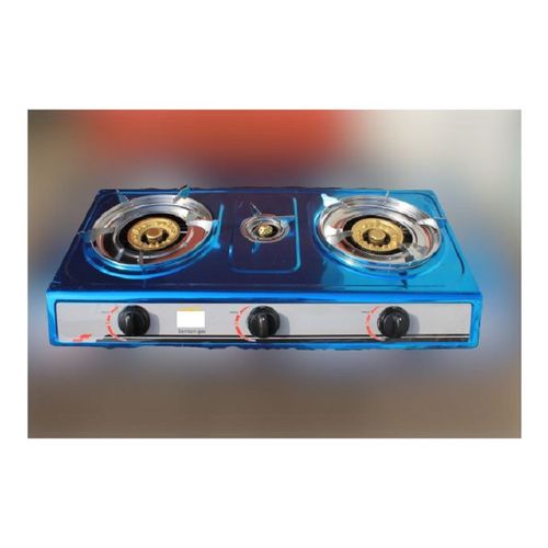 Cuisinière à Gaz - Allumage Automatique - Réchaud 3 Feux - Bleu