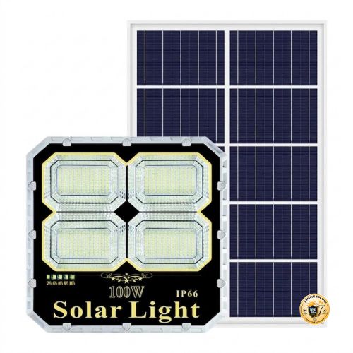 Lampadaire Solaire Extérieur HEPU HP-L28 100W – Éclairage LED Étanche IP66 avec Télécommande & Panneau Solaire