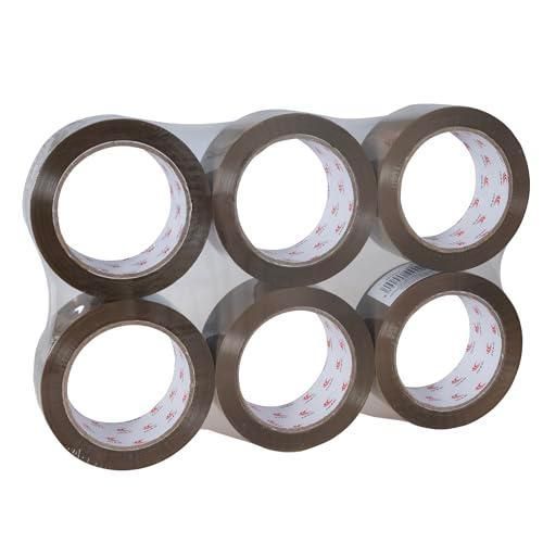 6 rouleaux de ruban adhésif d'emballage marron