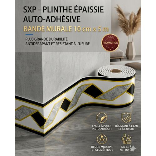 Bande de Plinthe Murale Adhésive Décorative 10 cm x 5 m – Cache Humidité et Finition Murale
