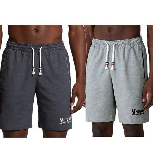 2 En 1 Homme Shorts De Sport -- Gris foncé/Gris