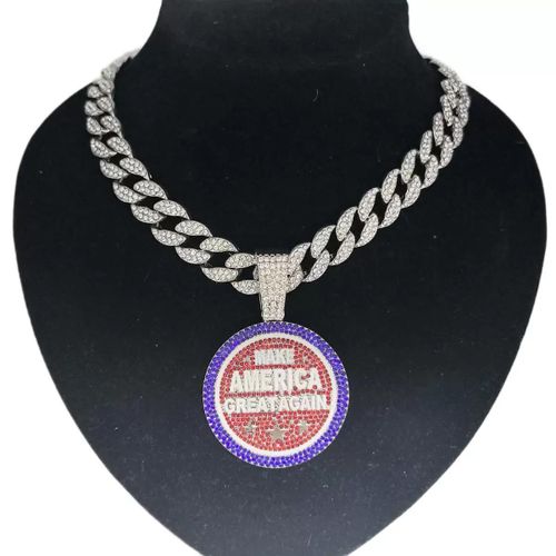 Chaîne bling bling faux diamants - argent