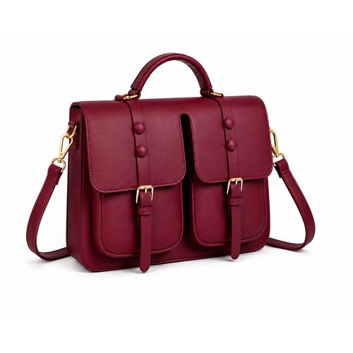 Sac Cartable Femme Élégant en Simili Cuir – Bandoulière Amovible – Bordeaux