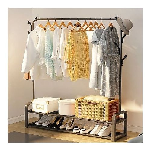 Porte-vêtements Au Sol - 2 étagères - 100% Métal