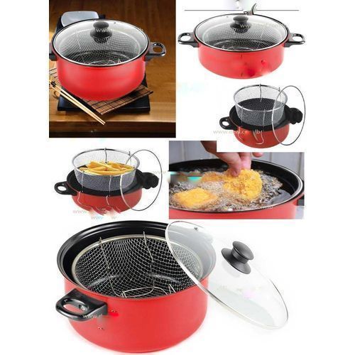 Friteuse Couvercle En Verre 26 Cm - Rouge
