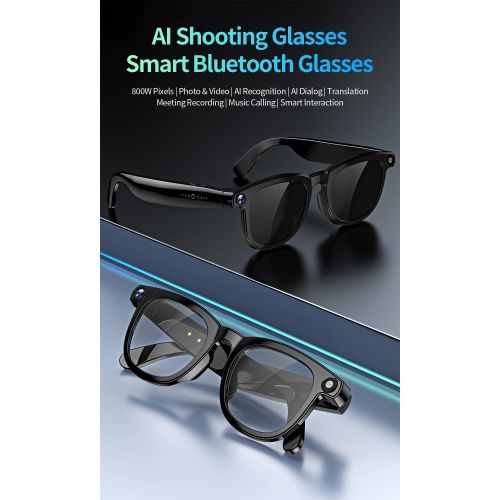 AI Smart Glasses - Lunettes Connectées Intelligente avec Caméra HD, Traduction & Bluetooth