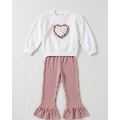 Ensemble Pull et pantalon pour fille de 4 ans rose-blanc