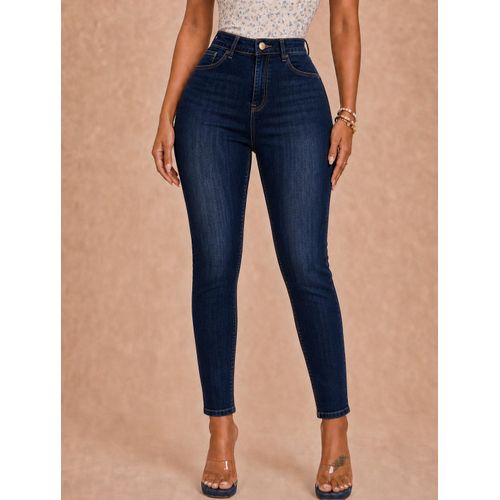 Pantalon Jean Skinny Taille Haute - Bleu