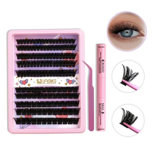Kit d'Extensions de Cils DIY (Mélange 100D & 200D) - Inclut Bond & Seal, Pince Professionnelle, Cils Individuels de Qualité Salon