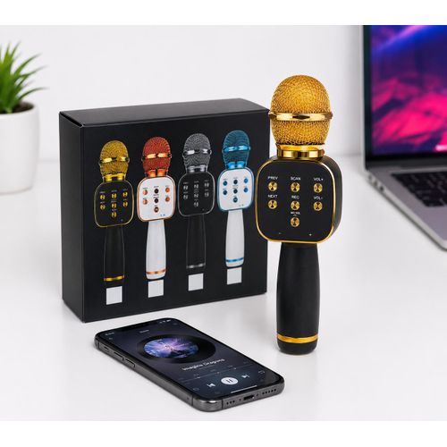 Microphone Karaoké Sans Fil Portable avec Haut-Parleur Intégré