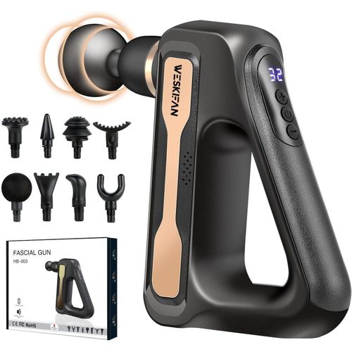 Pistolet de massage portable pour tissus profonds, 32 niveaux de vitesse, 8 têtes de massage, écran LCD, silencieux et puissant