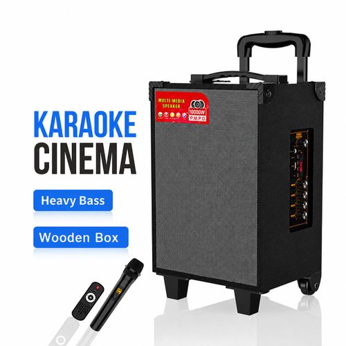Enceinte Bluetooth Portable / 8 – Sono Karaoké Puissante avec Micro Sans Fil, Télécommande, USB/FM, Batterie Rechargeable et Poignée Télescopique et Roulettes