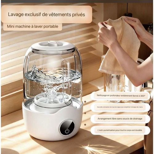 Mini machine à laver portable rechargeable sans fil, 20 lavages par charge, idéale pour les vêtements de bébé, les sous-vêtements, le camping et les voyages en camping-car