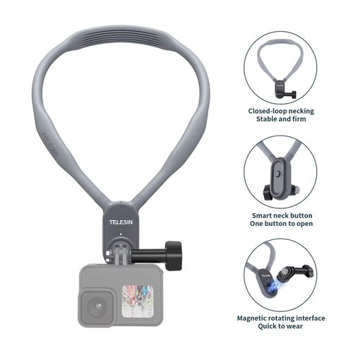 Support de téléphone portable magnétique 2 en 1 avec pince et collier de cou, étanche, durable, ABS+PC, pour une utilisation en extérieur