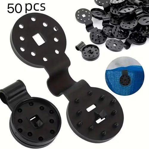 50 clips noirs pour toile d'ombrage Fixations robustes pour maille