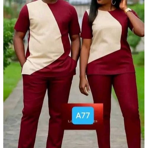 Ensemble tunique homme et femme de couleur rouge