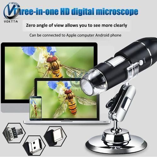 Microscope numérique portable 3 en 1 1600X HD USB avec 8 LED avec support