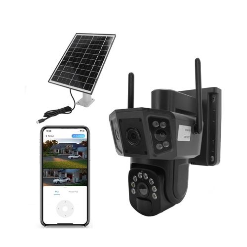 Caméra de surveillance extérieure ptz ultra HD 4k à énergie solaire avec panneau solaire intégré compatibilité 4G