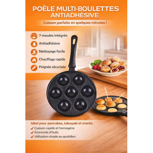 Poêle Antiadhésive avec Accessoires – 7 Moules de Cuisson