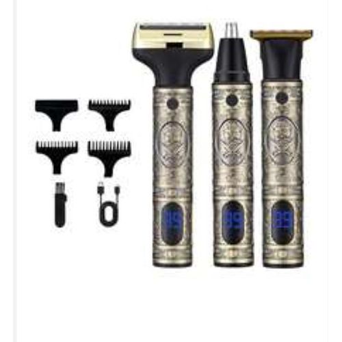 Kit Rasoir Électrique, Tondeuse Barbe et Nez Rechargeable USB avec Écran LCD