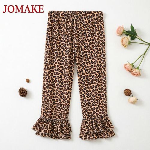 Pantalon décontracté imprimé pour filles, pantalon évasé imprimé léopard, 1-7 ans