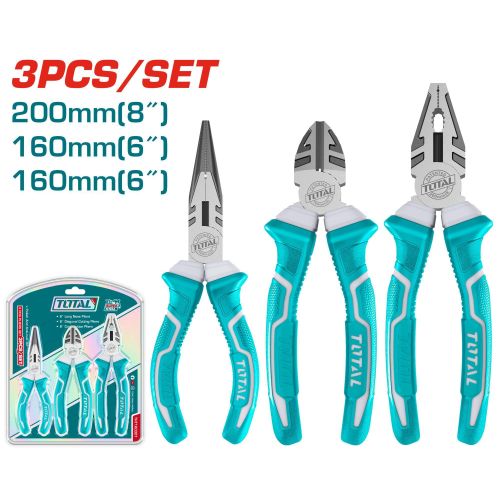 eu De 3 Pinces Professionnelles Électricien & Bricolage (THT1K0301) - Pince Universelle 8, Coupante 6 Et À Bec Long 6
