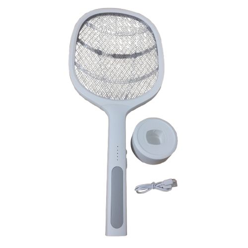 Raquette Electrique Anti-Moustique Et Mouches - Blanc