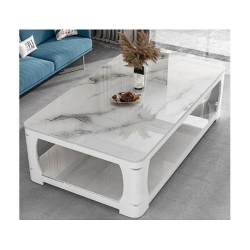 Table basse, table de salon rectangulaire - Blanc