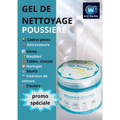 Gel Magique Anti-Poussière – Nettoie Écrans (TV, PC, smartphones), Rétroviseurs, Vitres, Meubles, Instruments de musique, Ventilateurs, Bureau, tables, chaises, tiroirs, Horloges, Claviers, souris, intérieur de Voitures sans Rayures, calculatrice...