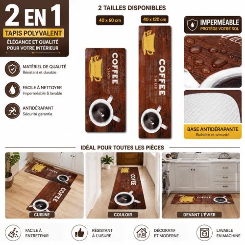 Ensemble de Tapis de Cuisine Antidérapants et Imperméables