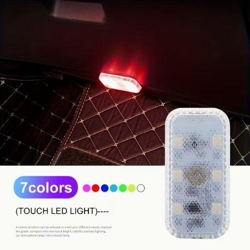 -Mini éclairage intérieur de voiture sans fil à LED tactile, 7 couleurs -2PCS
