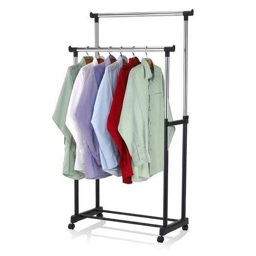 COOL Paire De Cintres Mobiles En Métal Avec étagère à Chaussures Noir/Argent