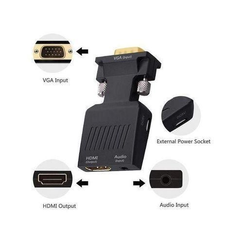 Adaptateur convertisseur VGA mâle vers HDMI femelle avec audio L/R pour PC et TV HD 1080p