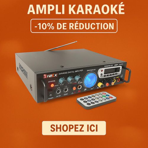 Ampli Karaoké Professionnel avec Télécommande – Son Puissant, Multi-Entrées, Audio MP3- AV - Radio FM/Carte SD/MMC Bluetooth USB, SD, AUX, FM