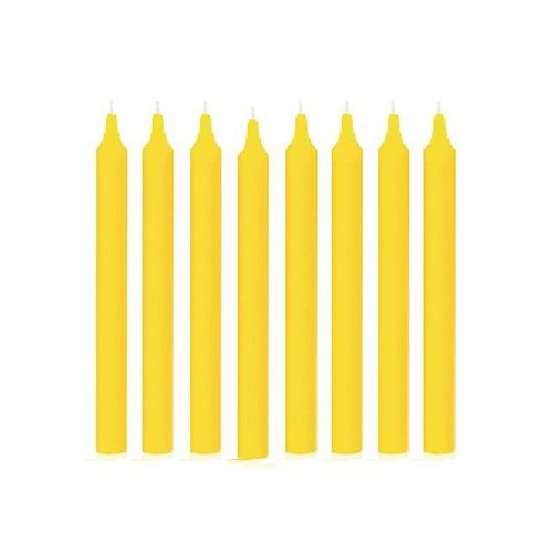 8 Bougies -Cierges De Prière Teintée Masse- Jaune