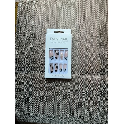 FAUX ONGLES ROSE BLEU NOIR C 24 Pièces