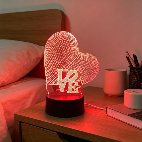 Lampe de nuit 3D personnalisée, cœur d'amour