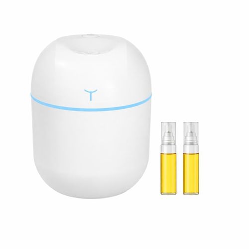 HUMIDIFICATEUR D'AIR + 2 mini senteur 3ml - diffuseur de senteur BIEN ETRE PRO Humidificateur De Pulvérisation Portable Diffuseur D'huile D'aromathérapie De Voiture USB - Diffuseur - BLANC